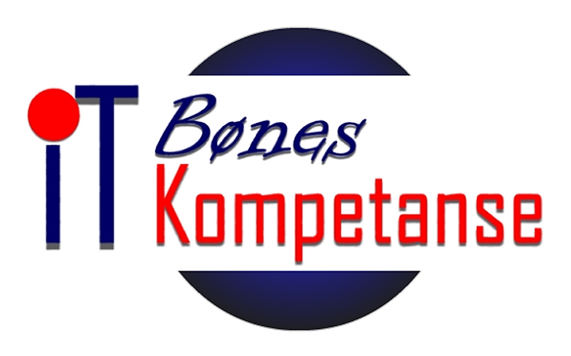 Logo Bønes IT Kompetanse i rødt, blått og hvitt